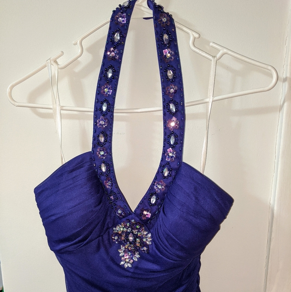 Elegant blue/purple dress with beads size 5